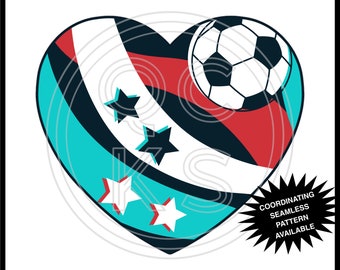 Kansas City Soccer Heart 1 PNG (Coordinating seamless pattern available but not included)