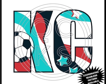 Kansas City Soccer 2 PNG (Coordinating seamless pattern available but not included)