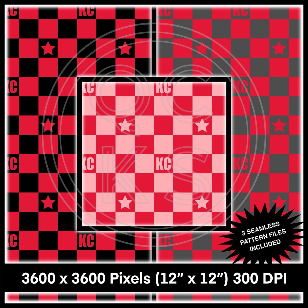 KC Checkered W/ Stars Seamless Pattern Bundle 2 (coordinating PNG ...