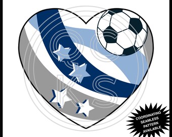 Kansas City Men’s Soccer Heart 2 PNG (Coordinating seamless pattern available but not included)