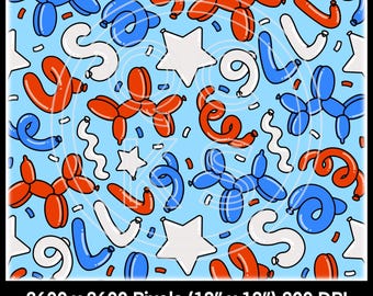Party in the USA Seamless Pattern Bright Blue