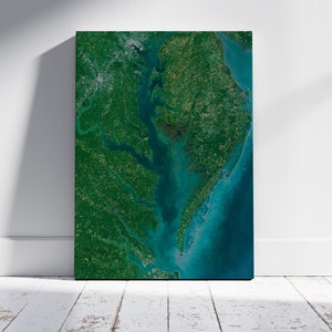 Chesahead Bay Nautical Wall Art - Leinwand oder Kunstpapier. Strand Küste Reisen Urlaub Kartenansicht Baltimore DC Annapolis Norfolk