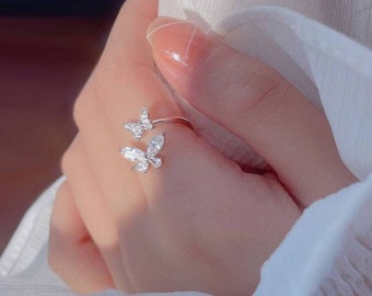 Two Butterfly Zirconia Ring