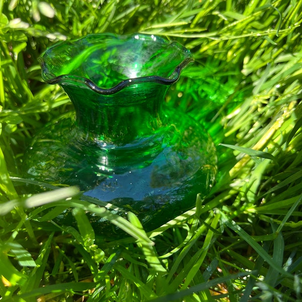 Vintage Anchor Hocking Emerald Glass mini vase