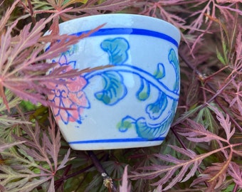 Mini succulent planter, tea cup, vase in unique chinoiserie pattern