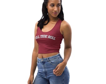 Alabama Roll Tide Roll Summer time Crimson Crop Top - NEW for this Season!