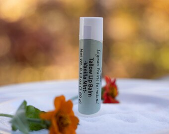 Bálsamo labial de sebo con vainilla y menta