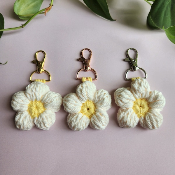 Crochet Flower Keychain PDF, DIY Crochet Flower Guide, Written Flower Pattern