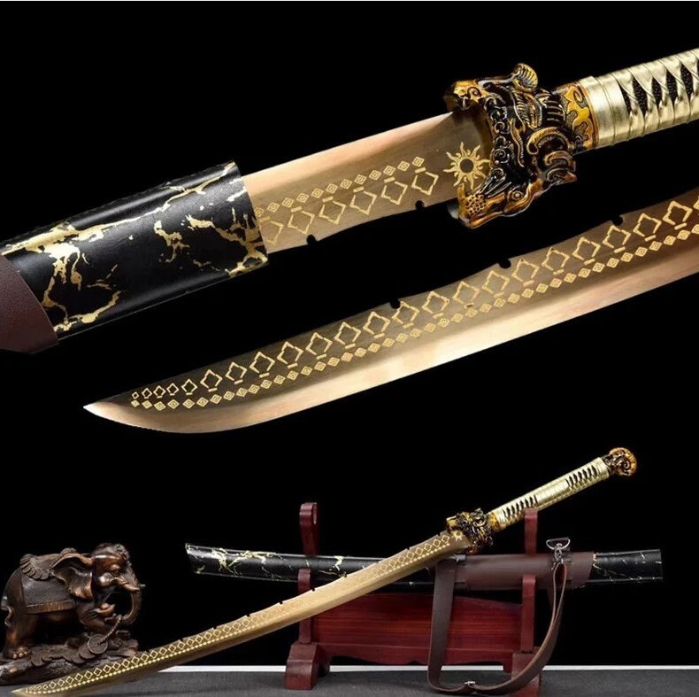Dao Broad Sword Katana Real Sharp Hand Full Tang Pyrography