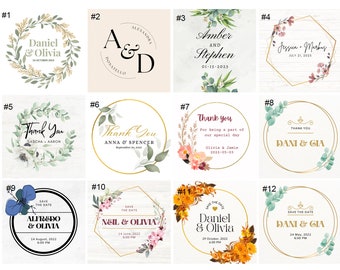 Personalized Stickers, Wedding Labels, Thank You Stickers, Save the Date Stickers, 2in Circle Stickers, Sold in Sets of 20