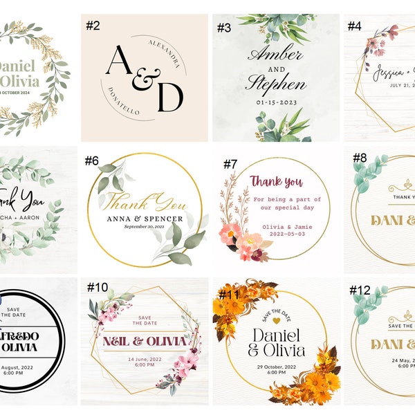 Personalized Stickers, Wedding Labels, Thank You Stickers, Save the Date Stickers, 2in Circle Stickers, Sold in Sets of 20