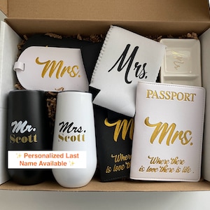 Personalized Engagement Gift Box With Last Name, Wedding Gift Box, Mr & Mrs. Gift Box, Couples Gift Box