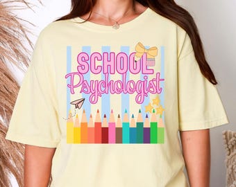 School Psychologist Shirt, Gift for School Psych, Trendy Neon Stripes, Comfort Colors