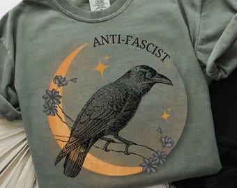 Vintage Raven Anti-Fascist Shirt, Anti Trump Shirts, Protest T-Shirt, Human Rights, Social Justice, Comfort Colors