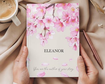 Personalized Cherry Blossoms Journal for Daily Writing, Custom Notebook Keepsake, Birthday Gift for Her, Gift for Teen