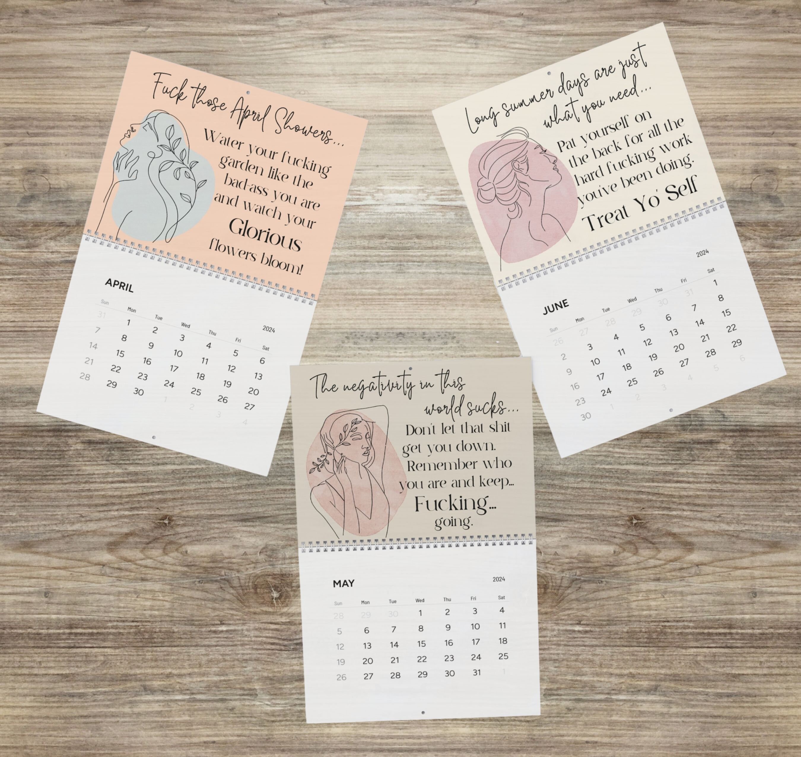 2024 Sweary Motivational Wall Calendar for Badass Women, Feminist
