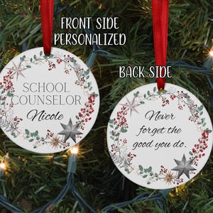 Regalo personalizado para consejero escolar, adorno navideño personalizado para consejero escolar