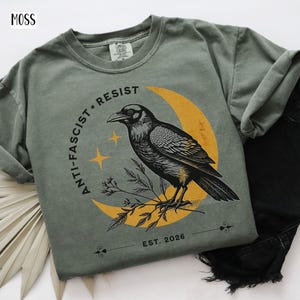 Camiseta antifascista vintage Raven, anti-Trump, protesta, derechos humanos, justicia social, colores cómodos