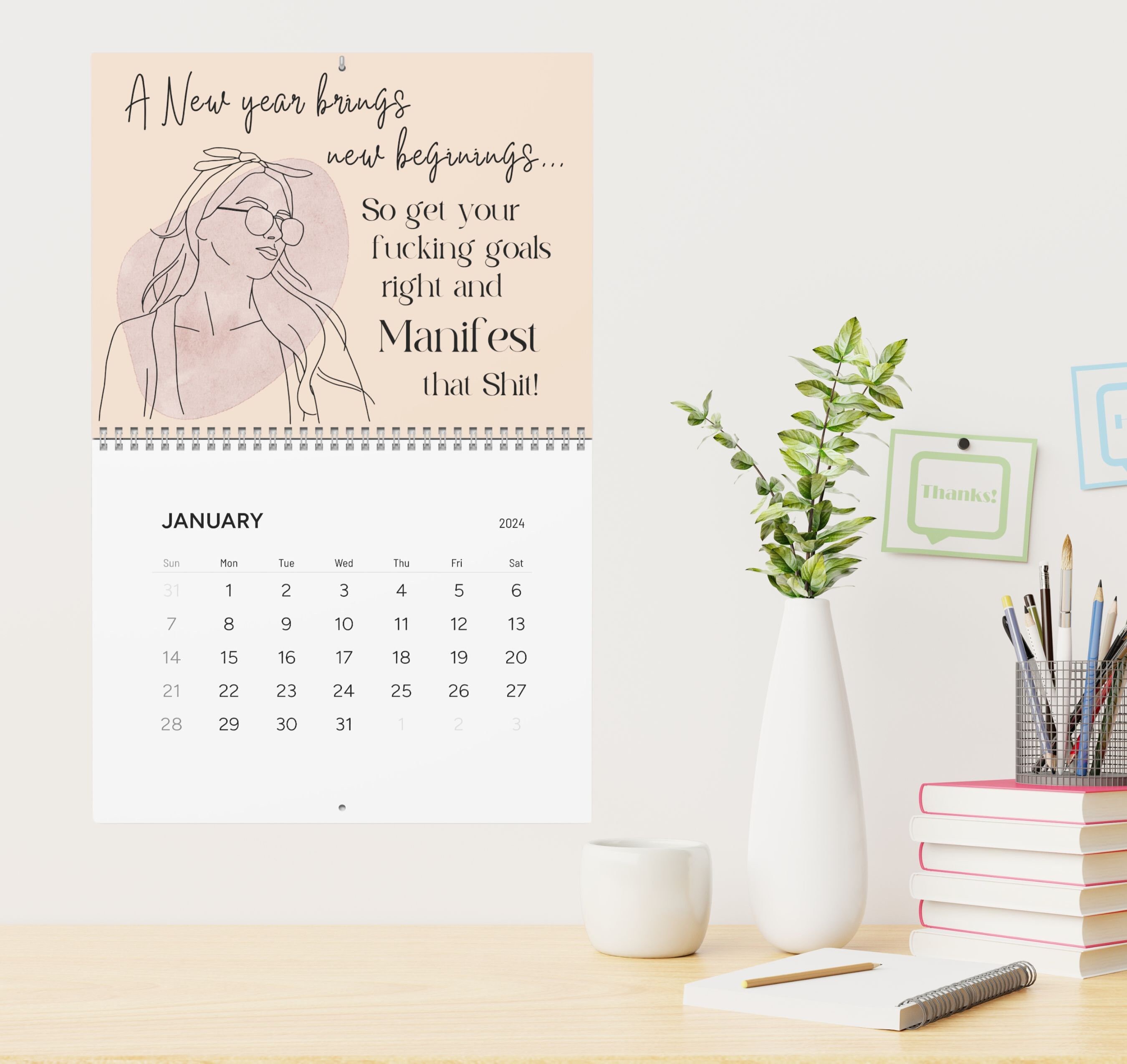 2024 Sweary Motivational Wall Calendar for Badass Women, Feminist
