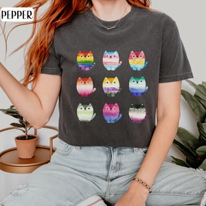 LGBTQIA+ Pride Cat Shirt, Pride Month Gift, Ally Tee, Gay Pride Rainbow T-Shirt, Transgender, Bisexual, Pansexual, Lesbian Pride Flags Tee