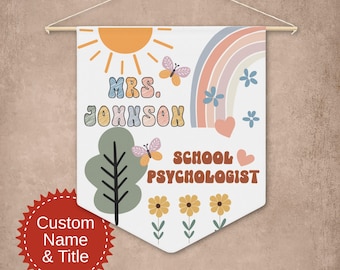 Custom School Psychologist Office Decor, Boho Wall Tapestry for Therapy Office, Personalized Counselor Wall Art, ABA Office, Social Worker