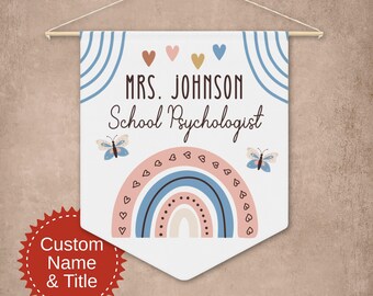 Custom School Psychologist Office Decor, Boho Wall Tapestry for Therapy Office, Personalized Counselor Wall Art, ABA Office, Social Work