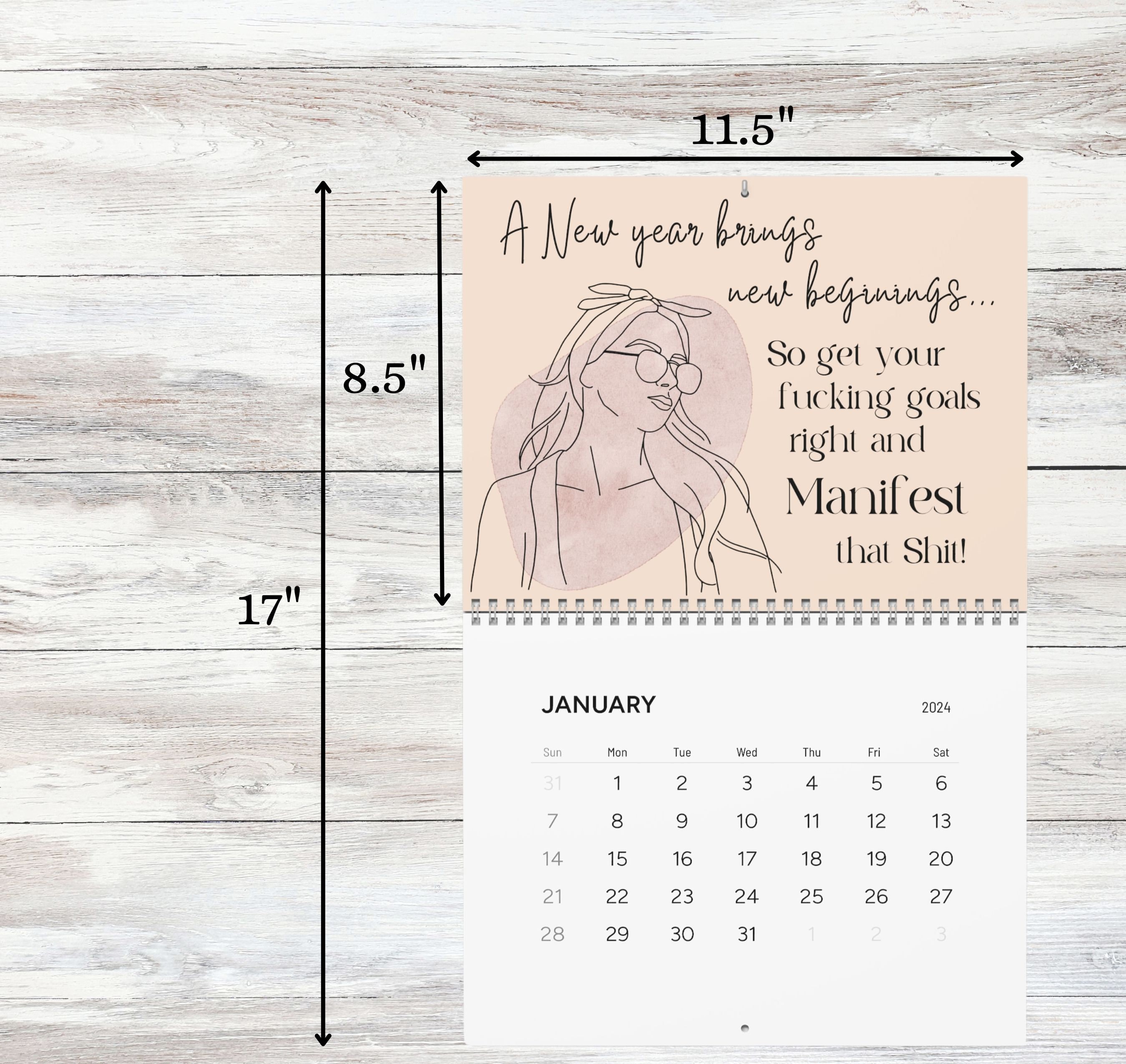 2024 Sweary Motivational Wall Calendar for Badass Women, Feminist