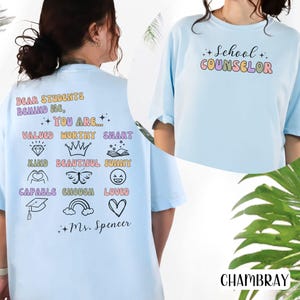 Custom School Counselor Shirts, School Counselor Appreciation Gift, Personalized Counselor Shirt, Comfort Colors