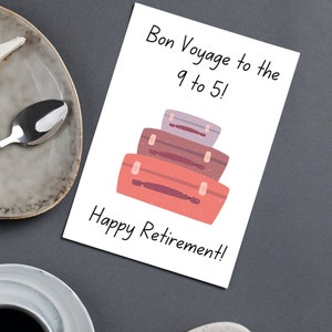 Biglietto d'auguri per il pensionamento, Bon Voyage dalle 9 alle 5!, Download istantaneo stampabile, 5x7, PDF, download digitale, Regalo per il collega