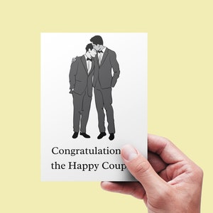 Tarjeta de boda imprimible - Dos novios - Felicitaciones de matrimonio LGBTQ+ - Saludo de descarga instantánea - El amor es amor, regalo de boda para él