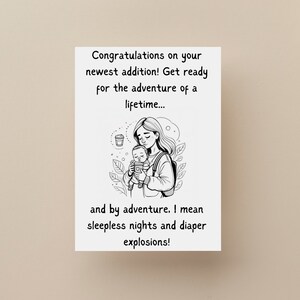 Bonita tarjeta de felicitación por nuevo bebé, Saludo divertido para padres privados de sueño, Descarga instantánea imprimible, Regalo para futuras mamás