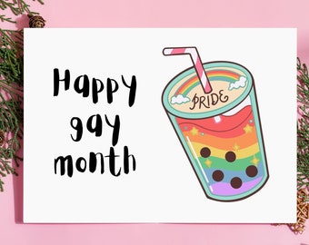 Happy Gay Month Card - Carte drôle - Imprimable - Carte de fierté - 5 x 7 - PDF - Pliable - Téléchargement immédiat