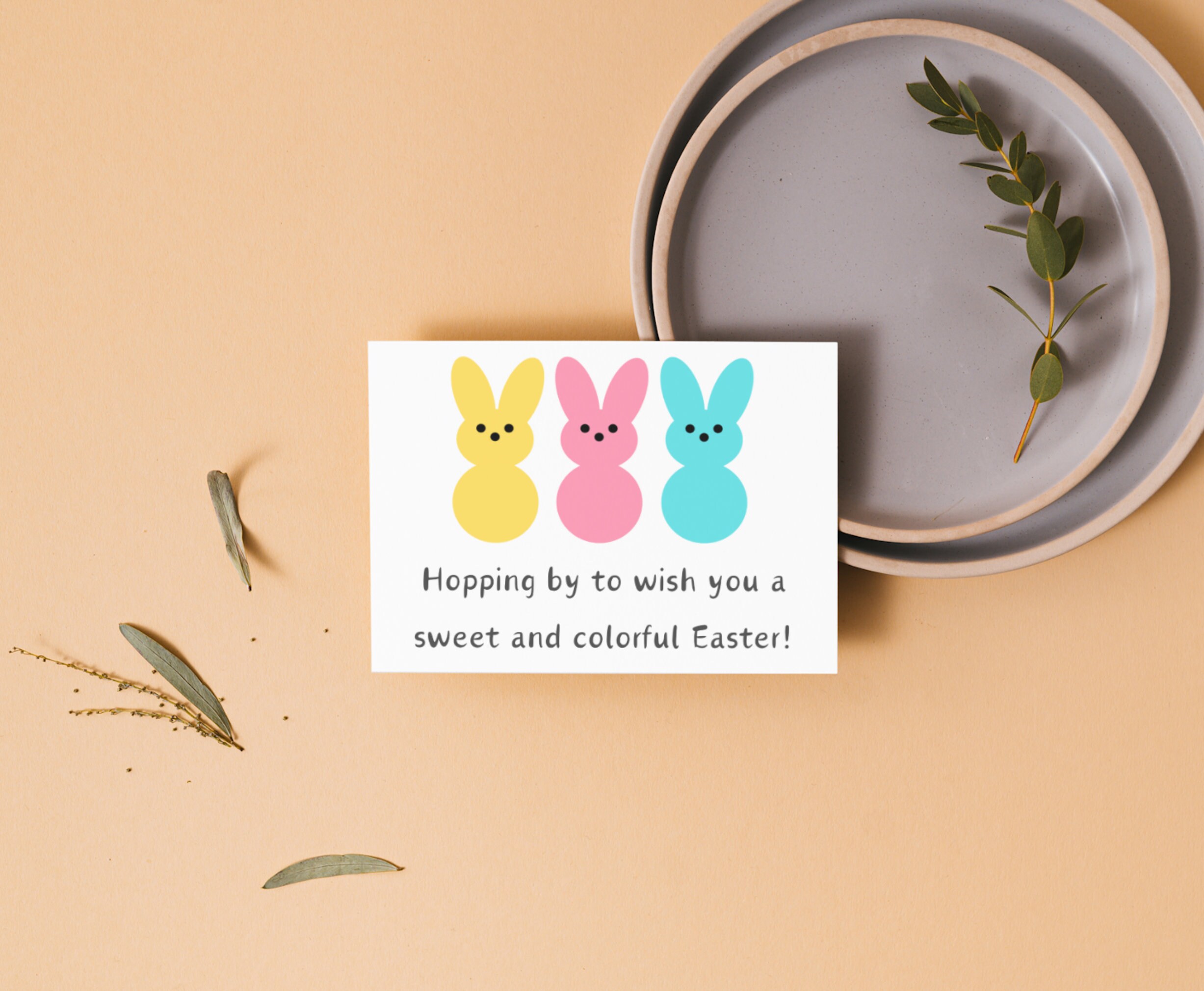 Easter Card, Colorful Peeps Easter Card, Printable, Instant Download ...