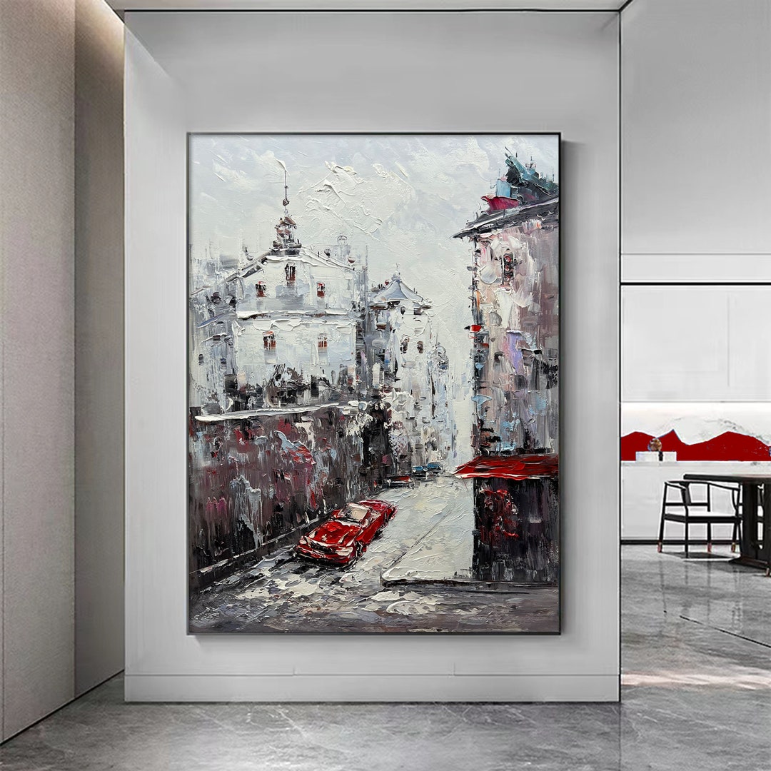 City Street Painting, City Scene Wall Art, Abstract City Home Decor