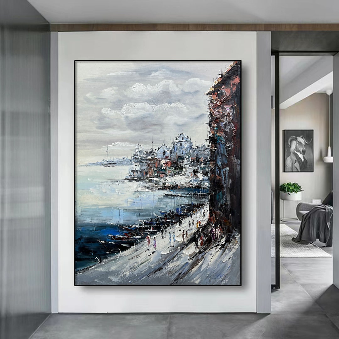 City Street Painting, City Scene Wall Art, Abstract City Home Decor