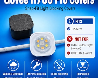 Govee Permanent Outdoor Lights Snap-On Cover: Blackout Mount for H706 Pro