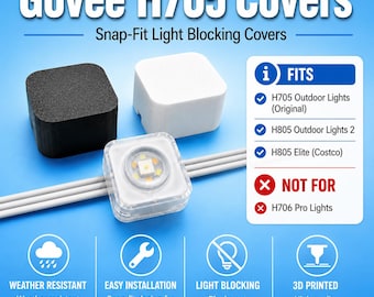 Govee Permanent Outdoor Lights - Snap-On Blackout Cover (H705 H805 Elite/Costco)
