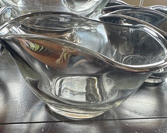 MCM Glass Salad/Fruit Server & 6 bowls