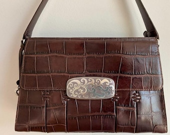 Sac à bandoulière en cuir Brighton embossé croco