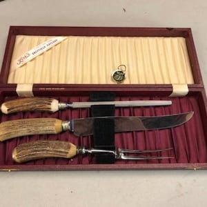 Kirks Sheffield Cutlery Horn Meat Carving Set