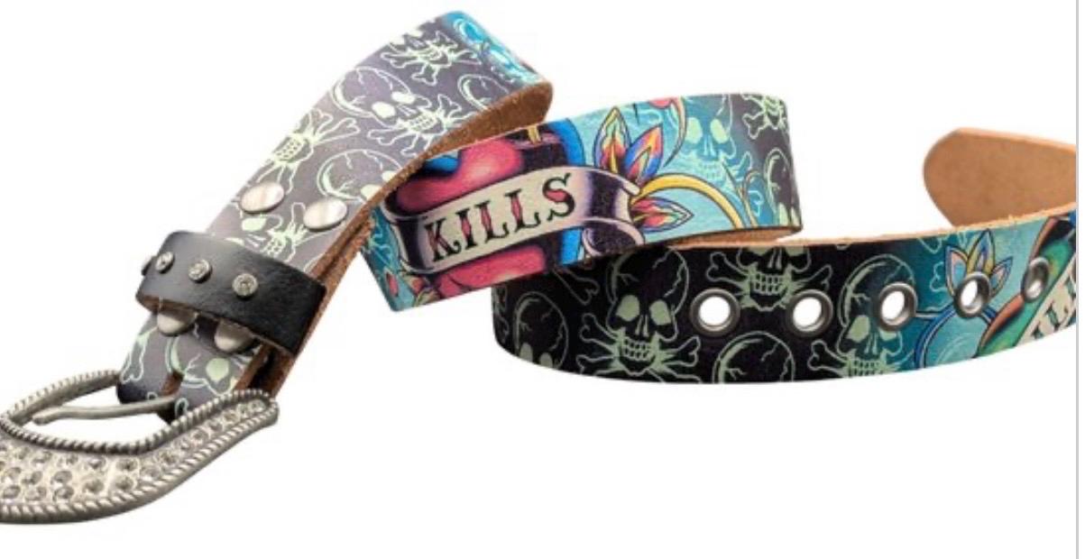 Vintage Ed Hardy Y2K Leather Belt Octopus Motorbike U.S. Navy Logo #EH0037 Ed Hardy Belt - Etsy main image 2