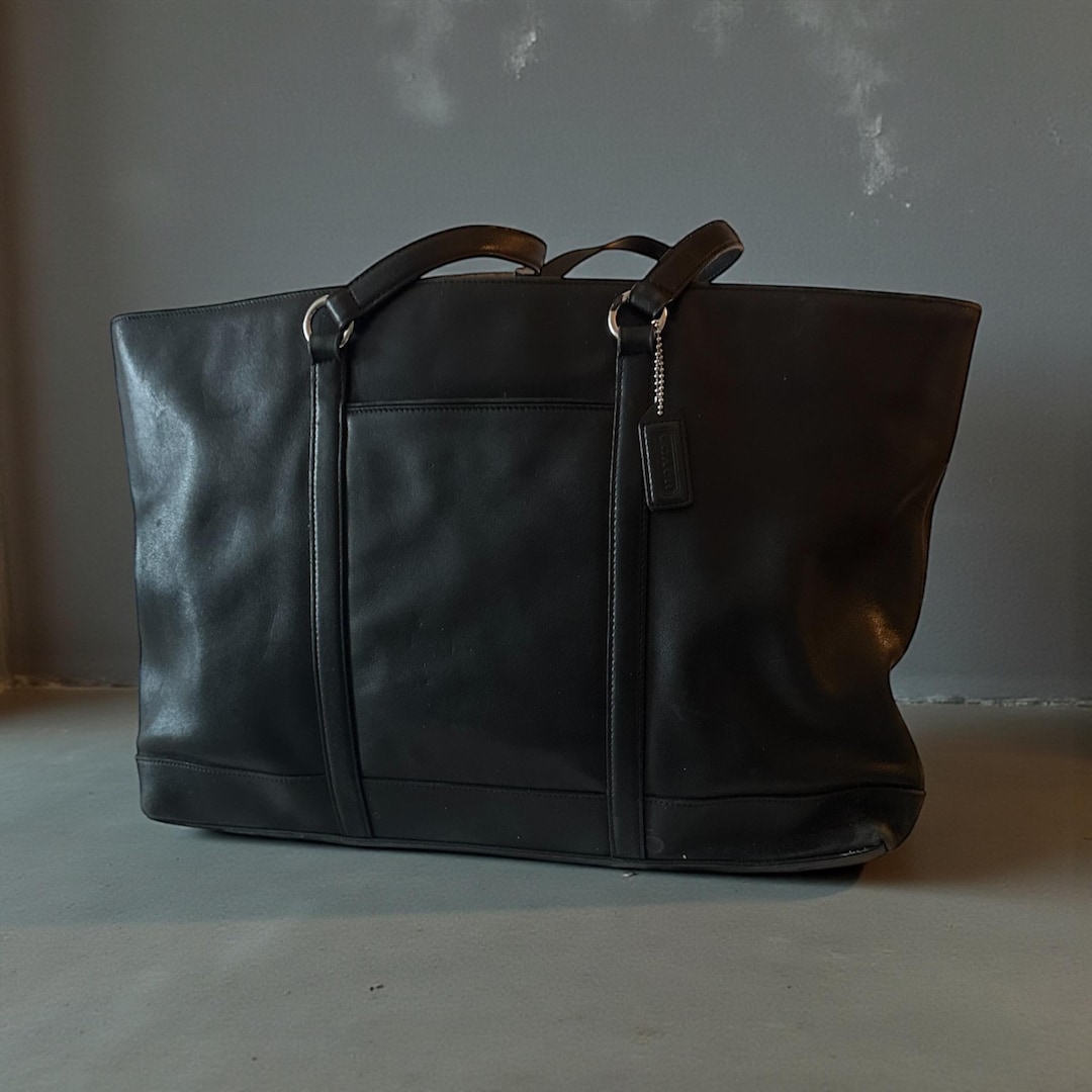 Coach Black Leather Hampton Tote - Etsy