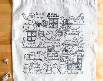 CAT-otic Scene Funny Tote Bag, Cat life Canvas Tote bag, Cat Mom Canvas Tote Bag, Cat Lover Tote Bag, Cat Lover Gift, Cute Cat Tote Bag