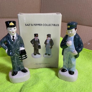Railroad Conductor and Engineer Salt and Pepper Shakers
