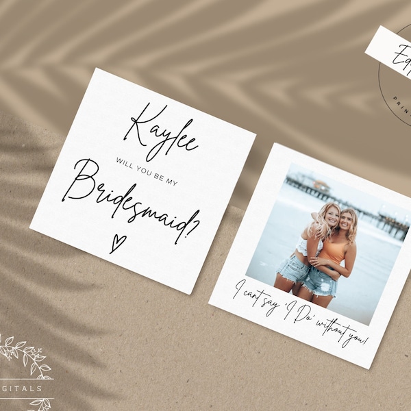 Will You Be My Bridesmaid | Bridesmaid Photo Card | Photo Bridesmaid Proposal | Modern Minimalist Wedding | Boho Bridesmaid Proposal