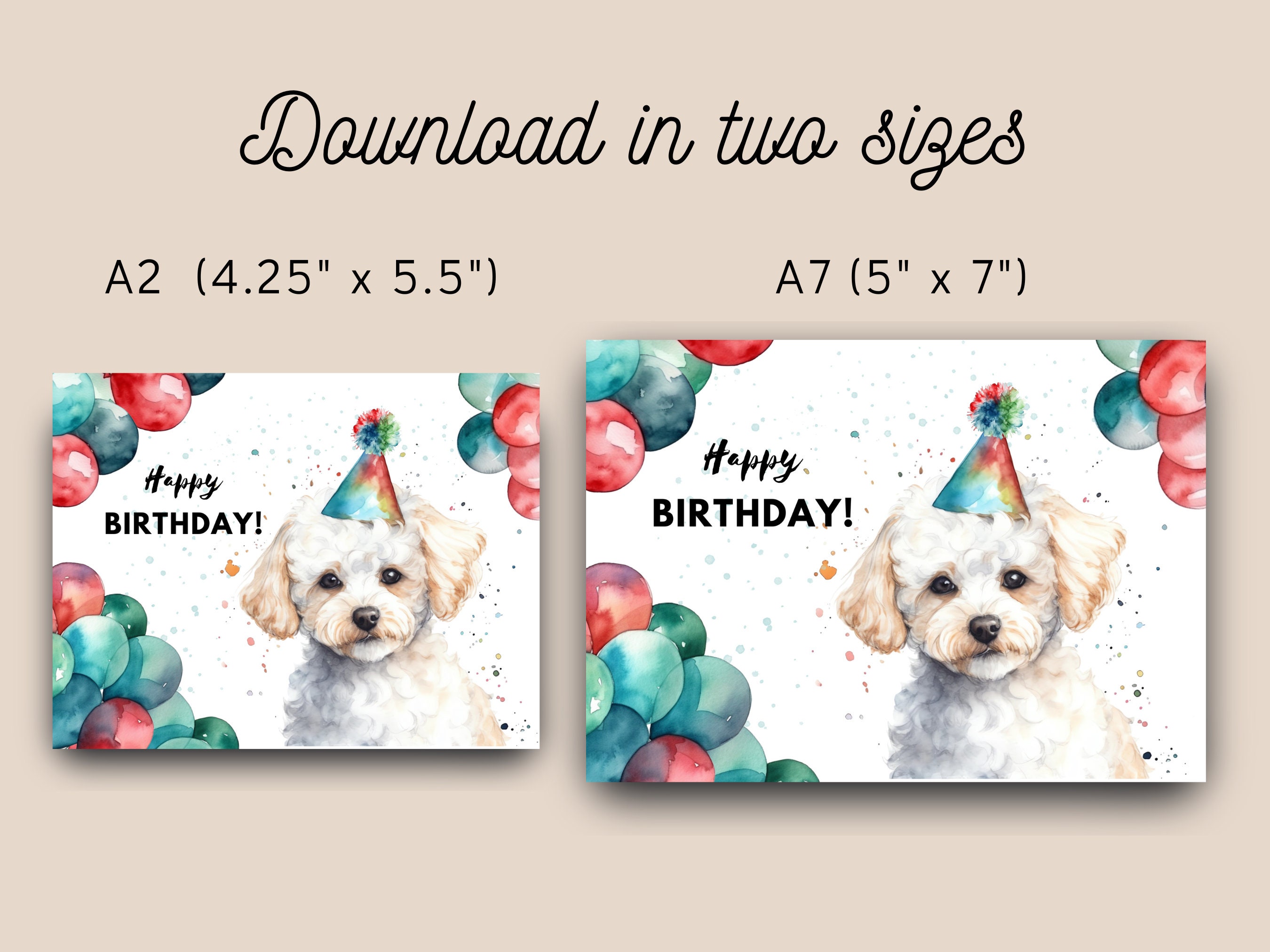 Printable Bichon Frise Birthday Card, Instant Download, Print at Home ...
