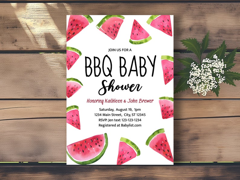 Barbecue Baby Shower Invitation Digital Editable Template, Print at ...