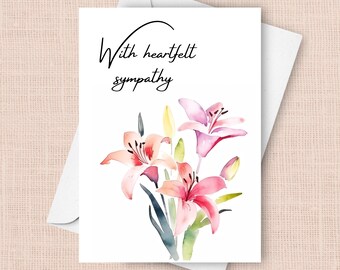 Carte Sincères Condoléances Fleurs Lys Blancs Avec Enveloppe Blanche 12x17 5cm - La Poste