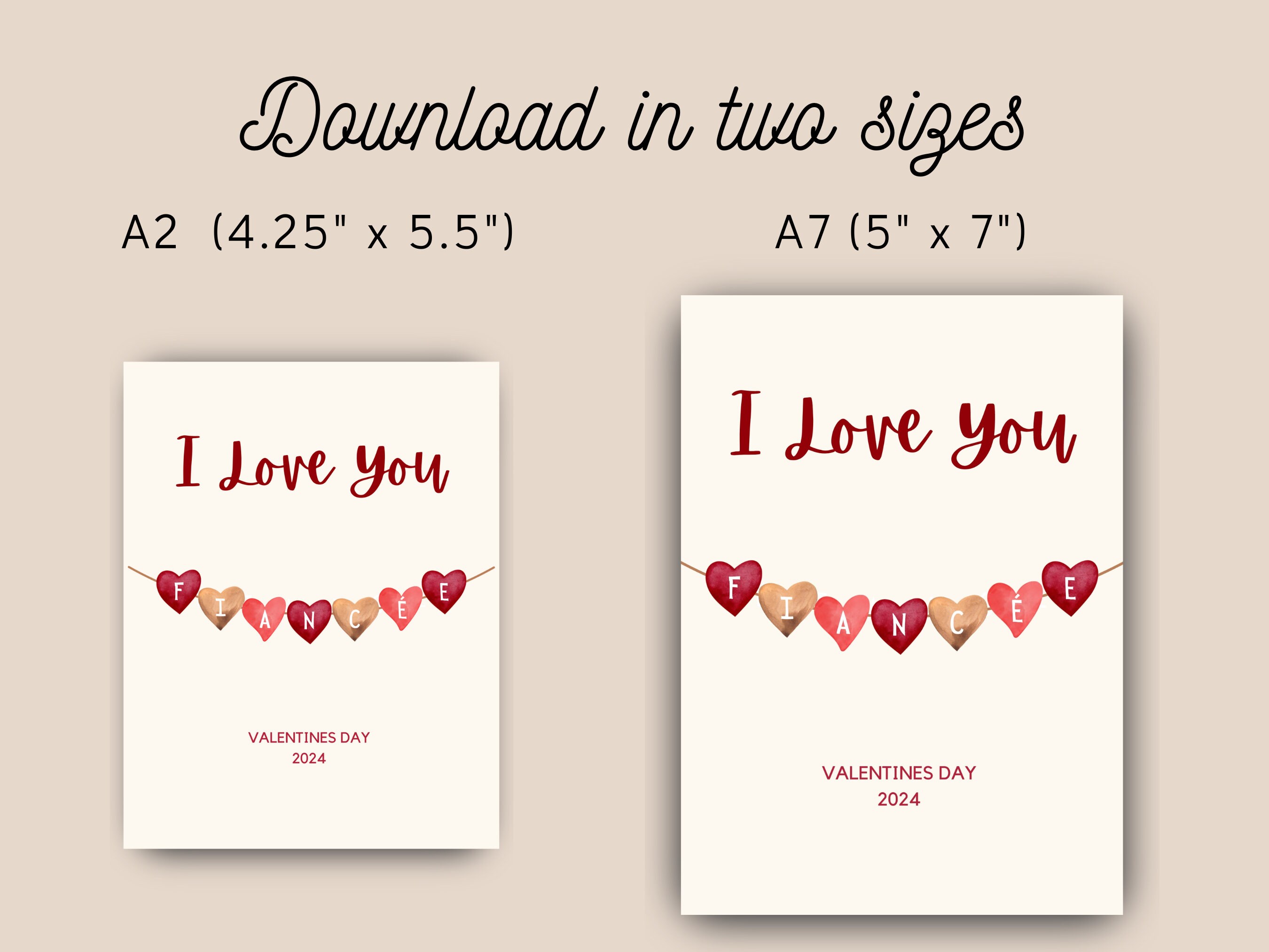 Printable Fiance Valentine Card, Instant Download, Print at Home Card ...