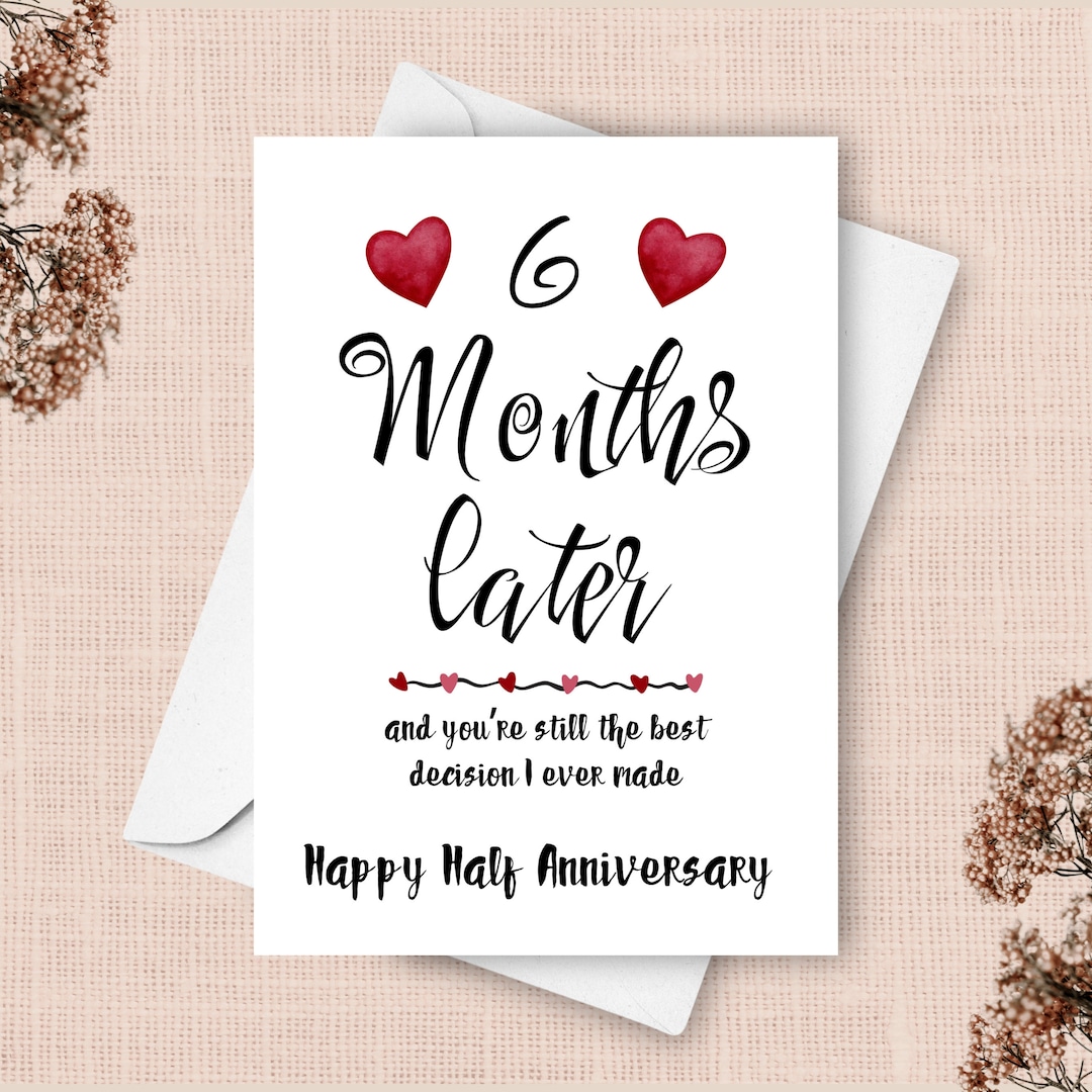 6 Month Anniversary Card, Half Year Anniversary Gift for Boyfriend, Six - Things To Get Your Girlfriend For 6 Month Anniversary